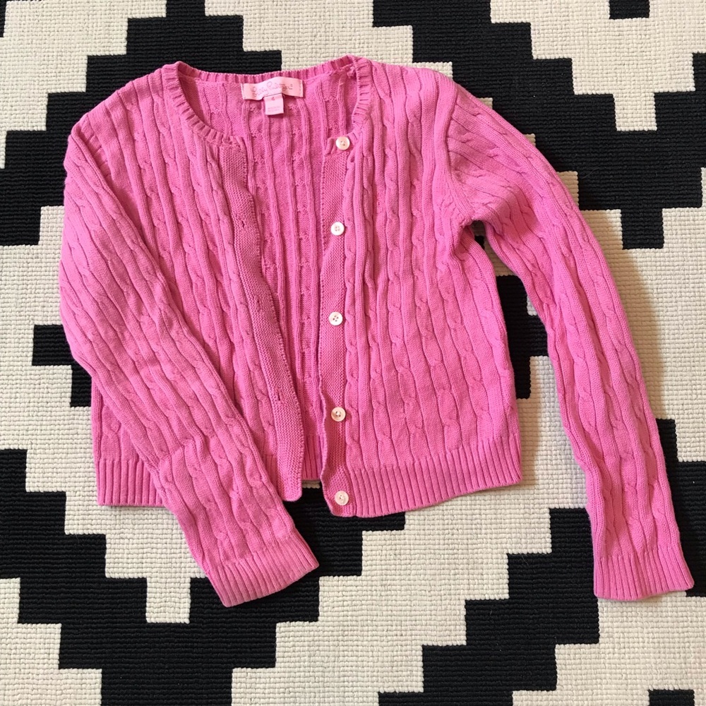 Lilly Pulitzer Pink Cable Knit Cardigan, EUC